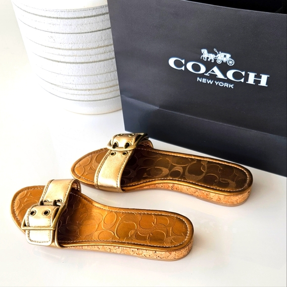 ✨️ Stunning Gold One-Strap Slide Sandal -Size 5 ✨️ - Picture 3 of 5